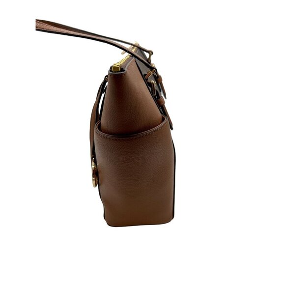 MICHAEL KORS Charlotte Large MK Signature Leather Top-Zip Tote Brown - Picture 8 of 13